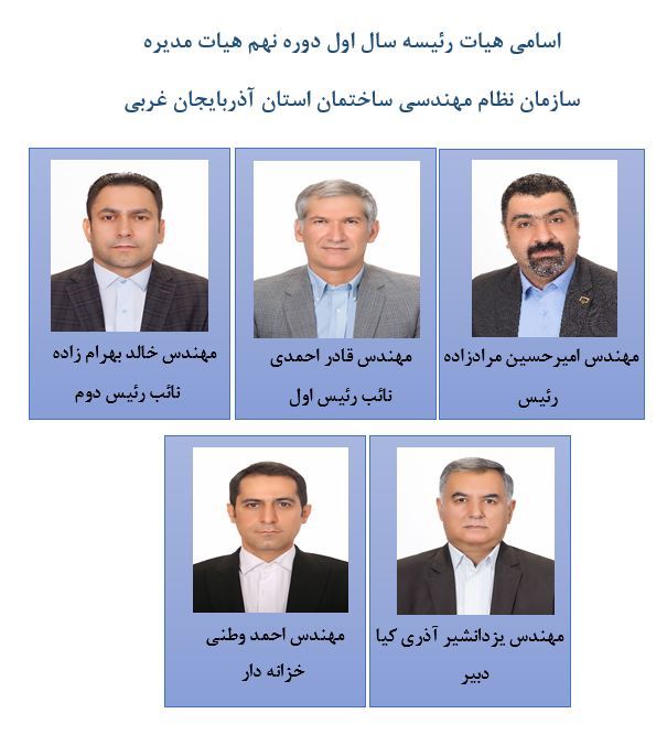 هیئت رئیسه سال اول دوره نهم هیات مدیره سازمان نظام مهندسی ساختمان استان 