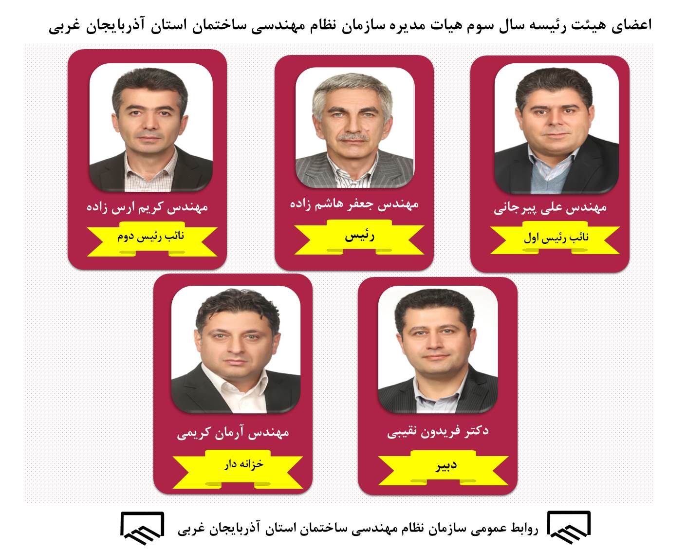 اعضای هیئت رئیسه سال سوم هیات مدیره سازمان نظام مهندسی ساختمان استان آذربایجان غربی